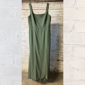amsale james olive crepe square neckline bridesmaid dress [size 20]